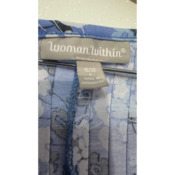 Woman Within Plus Size Floral Maxi Dress Sleeveless Pintuck Blue White 18/20 - Picture 5 of 6